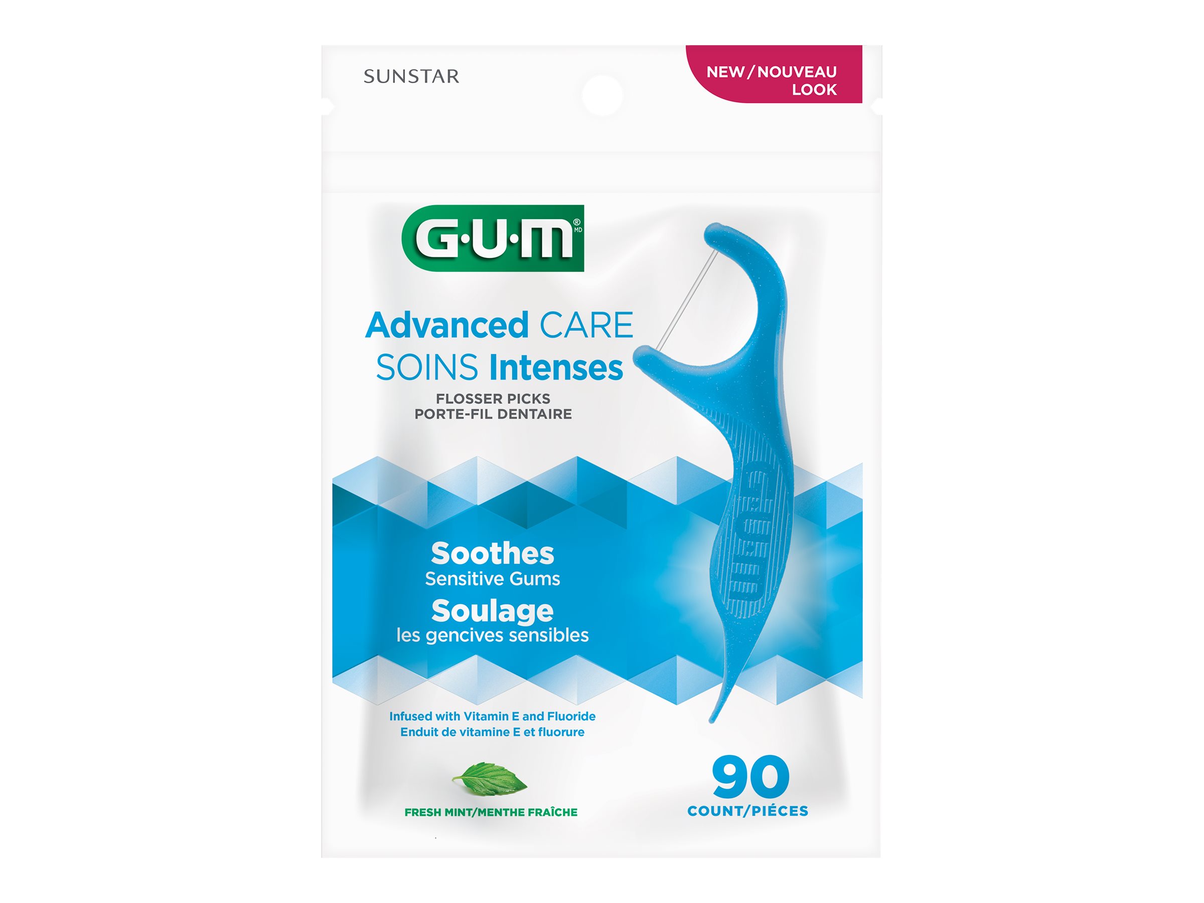 G.U.M Advanced Care Flossers with Vitamin E and Fluoride -  Fresh Mint - 90s