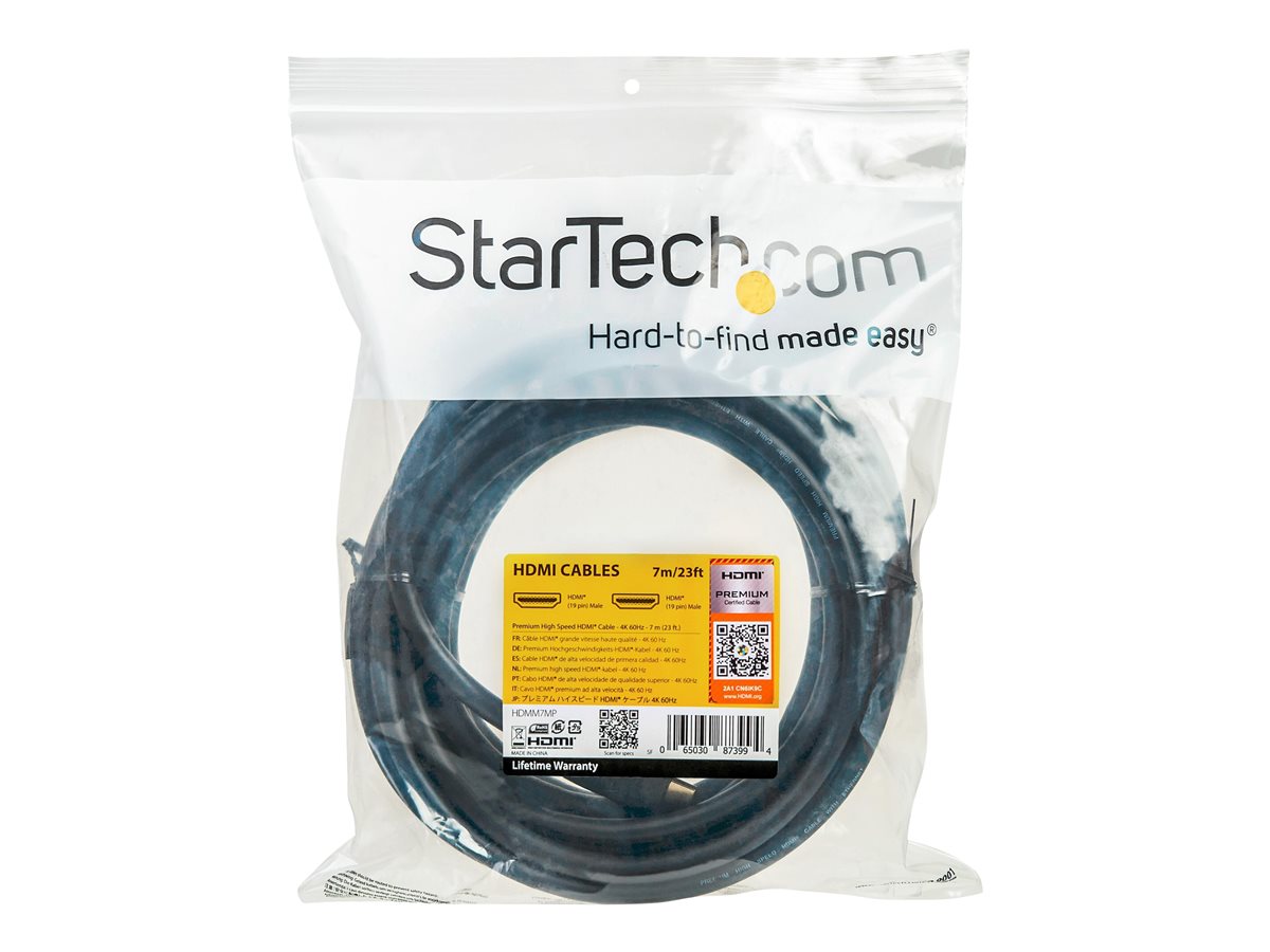 StarTech.com StarTech.com Premium Certified High Speed HDMI 2.0 Cable with Ethernet - 23ft 7m - 3D Ultra HD 4K 60Hz - 23 feet Long HDMI Male to Male Cord (HDMM7MP) - kabel HDMI s ethernetem - 7 m – foto 2