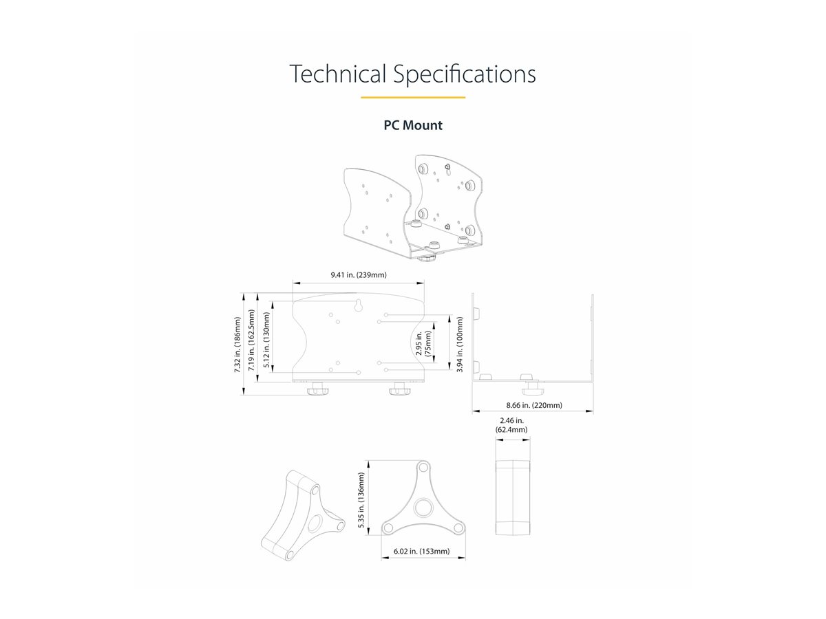 StarTech.com Wall Mount Workstation, VESA Mount For 32" Monitors (22lb/10kg), Fully Articulating Arms For Single Monitor Mount & Keyboard Tray, Includes Desktop Computer/PC Bracket - Ergonomic Standing Desk (2PASTSC-WALL-MOUNT) montážní sada - pracovní stanice - pro plochý panel - černá - kompatibilní s TAA – foto 10