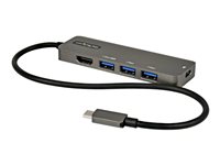 StarTech.com USB C Multiport Adapter, USB-C to HDMI 2.0b 4K 60Hz (HDR10), 100W Power Delivery Pass-Through, 4-Port 5Gbps USB 3.0 Hub, USB Type-C, 30cm Attached Cable Dockingstation