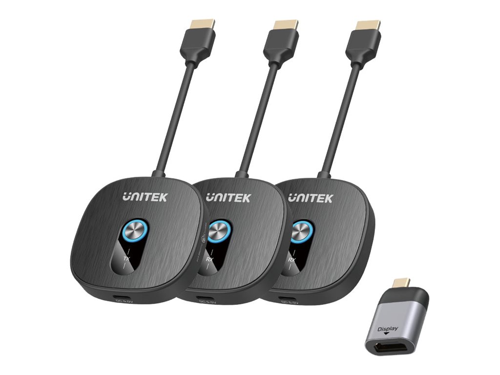 Unitek, transmitter + 2 receivers, wireless video/audio extender, HDMI