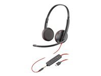 Poly Blackwire C3225 - Blackwire 3200 Series - headset - on-ear - wired - active noise canceling - 3.5 mm jack, USB-C - black - Skype Certified, Avaya Certified, Cisco Jabber Certified