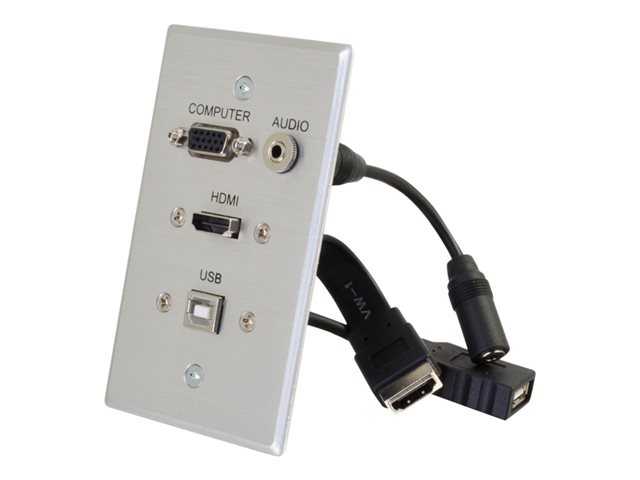 C2G HDMI, VGA, 3.5mm Audio and USB Pass Through Wall Plate - Single Gang