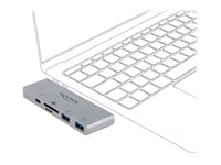 DeLock 3 Port Hub and 2 Slot Card Reader for MacBook PD 3.0 and retractable USB Type-C Connection Hub 3 porte USB