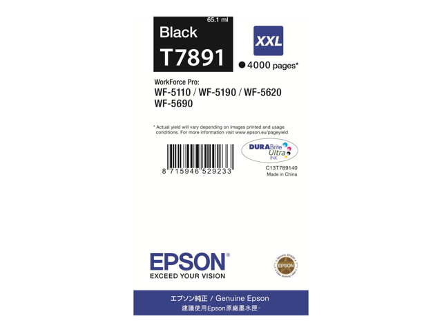 Image of Epson T7891 - XXL size - black - original - print cartridge