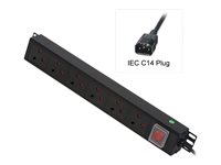 LINDY Vertical Mount PDU - Power distribution strip - input: IEC 60320 C14 - output connectors: 6 - 17U - 19" - 3 m - United Kingdom - RAL 7044