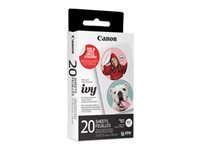 Canon ZINK Pre-cut Circle Sticker Pack - Self-adhesive - white - 2 in x 3 in 20 sheet(s) pre-cutted circle stickers - for Canon IVY 2; 