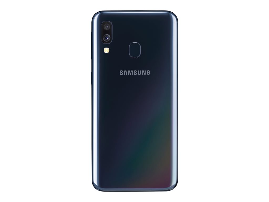 Samsung Galaxy A40 - Enterprise Edition - smartphone - dual-SIM - RAM 4 GB Internal Memory 64 GB - microSD slot - OLED display - 5.9" - 2340 x 1080 pixels - 2x rear cameras 16 MP, 5 MP - front camera MP - black
