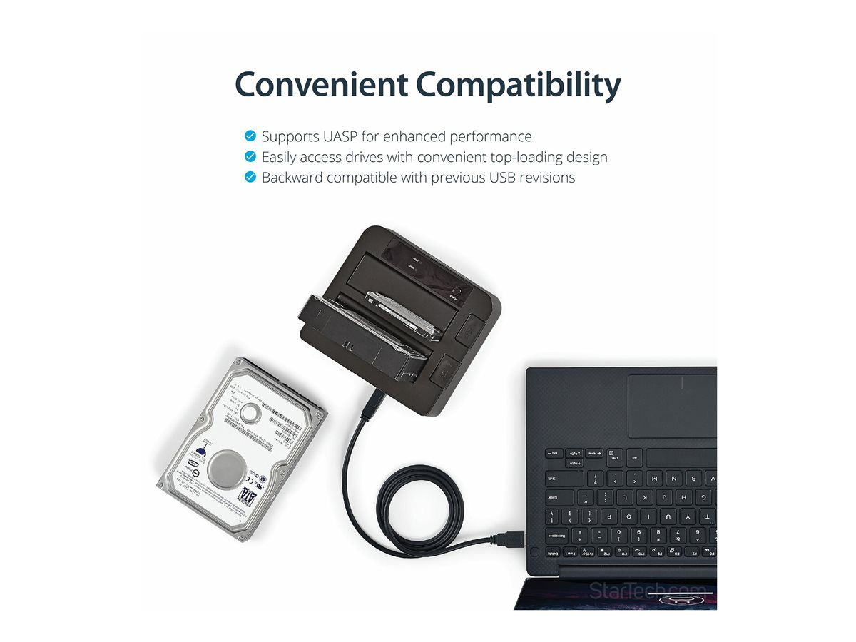 StarTech.com Dual-Bay USB 3.1 to SATA Hard Drive Docking Station, USB 3.1 (10 Gbps) Hard Drive Dock, External 2.53.5 SATA IIIIII, SSDHDD Docking Station, Hot-Swap Hard Drive Bay - Top-Loading - řadič úložiště - USB 3.1 (Gen 2) – foto 4