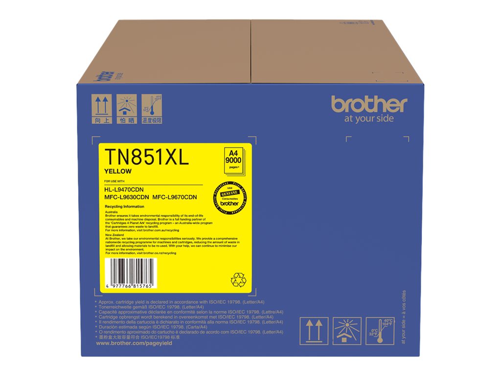 Brother TN851XLY high capacity yellow original toner Package view Front 80490