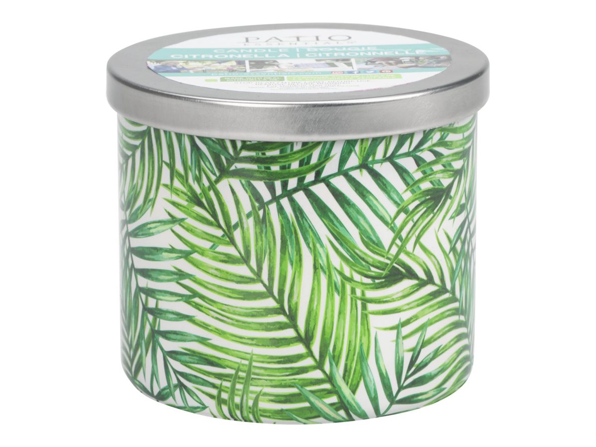 Patio Essentials Citronella Candle Glass Assorted Leaves Pattern