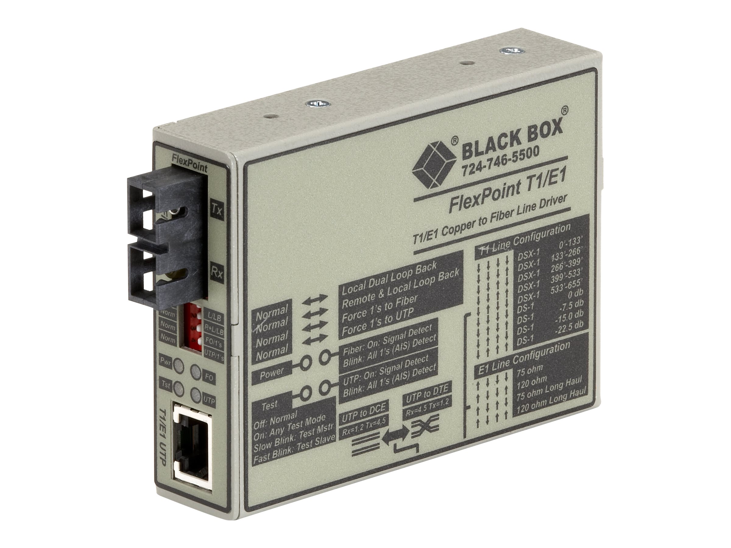 Black Box FlexPoint T1/E1 to Fiber Converter