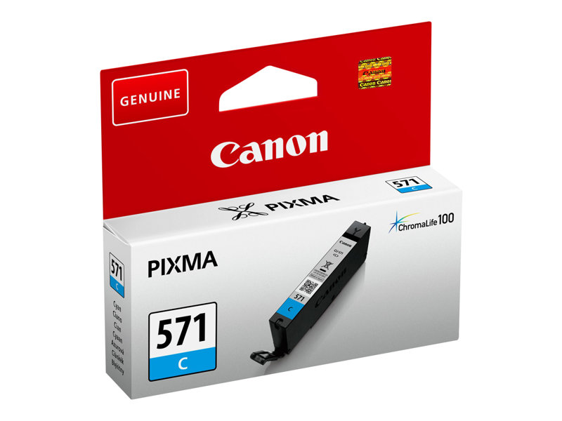 Canon CLI-571C - 7 ml - cyan - original - rservoir d\'encre - pour PIXMA TS5051, TS5053, TS5055, TS6050, TS6051, TS6052, TS8051, TS8052, TS9050, TS9055