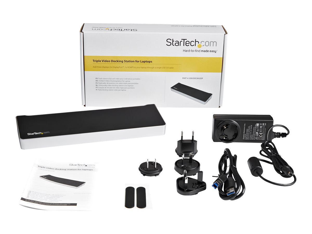 StarTech.com Triple Monitor USB 3.0 Laptop Docking Station - 4K HDMI, 2x DisplayPort - Universal USB Dock for Windows & Mac OS (10.14 & Above) (USB3DOCKH2DP) - dokovací stanice - USB - 1GbE – foto 3