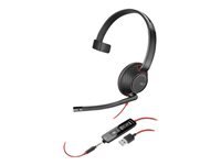 Poly Blackwire 5210 - Headset - on-ear - wired - active noise canceling - USB, 3.5 mm jack - black - Certified for Skype for Business, Certified for Microsoft Teams, Avaya Certified, Cisco Jabber Certified (pack of 50)