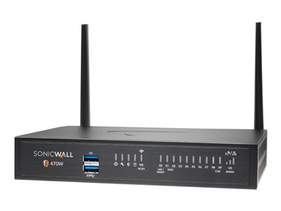 SonicWall TZ470W Threat Edition security appliance with 1 year TotalSecure GigE, 2.5 GigE 
