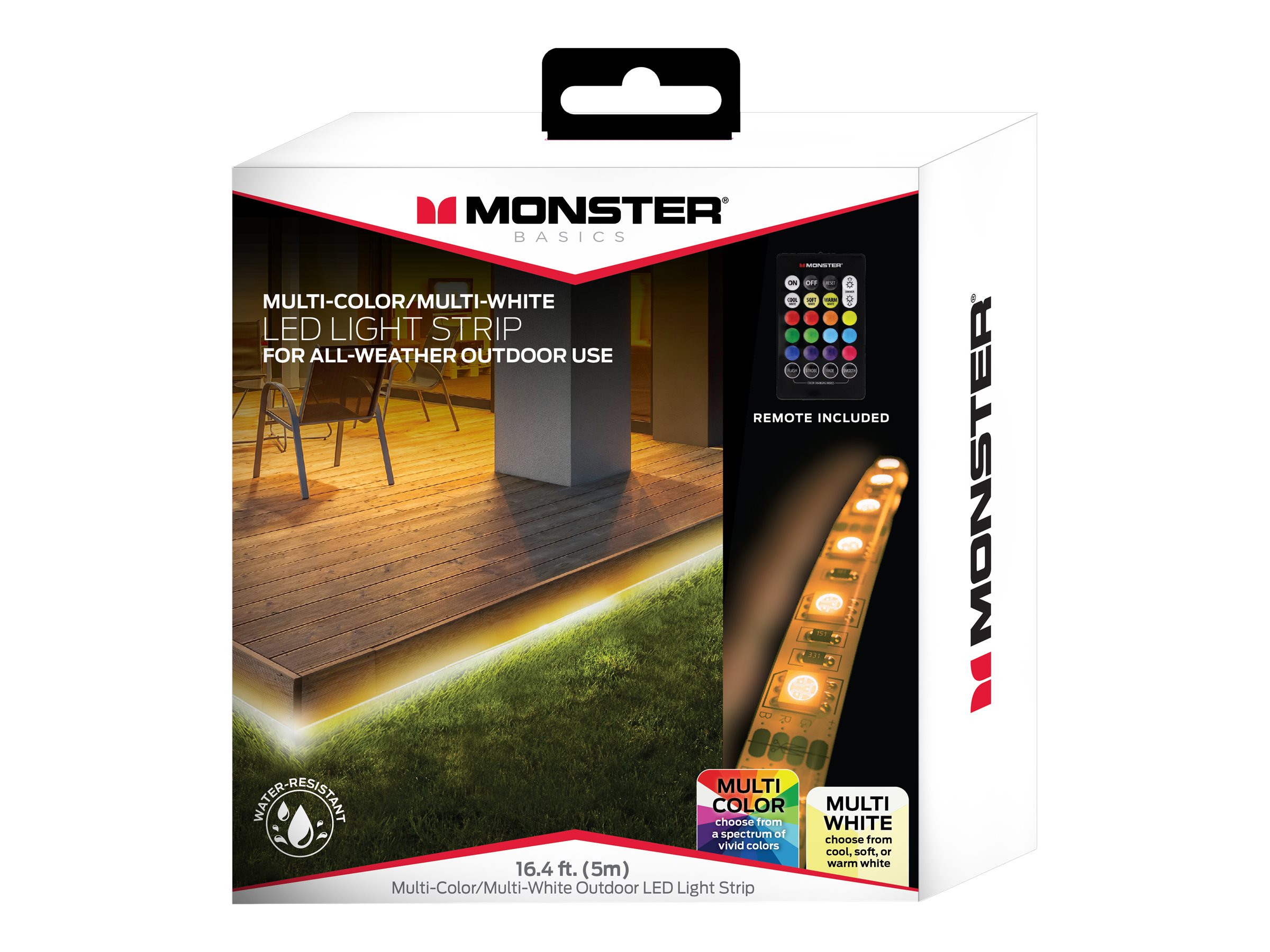 Monster Outdoor LED Light Strip with Remote Control 16.4ft Multi Colour MLB71037CAN