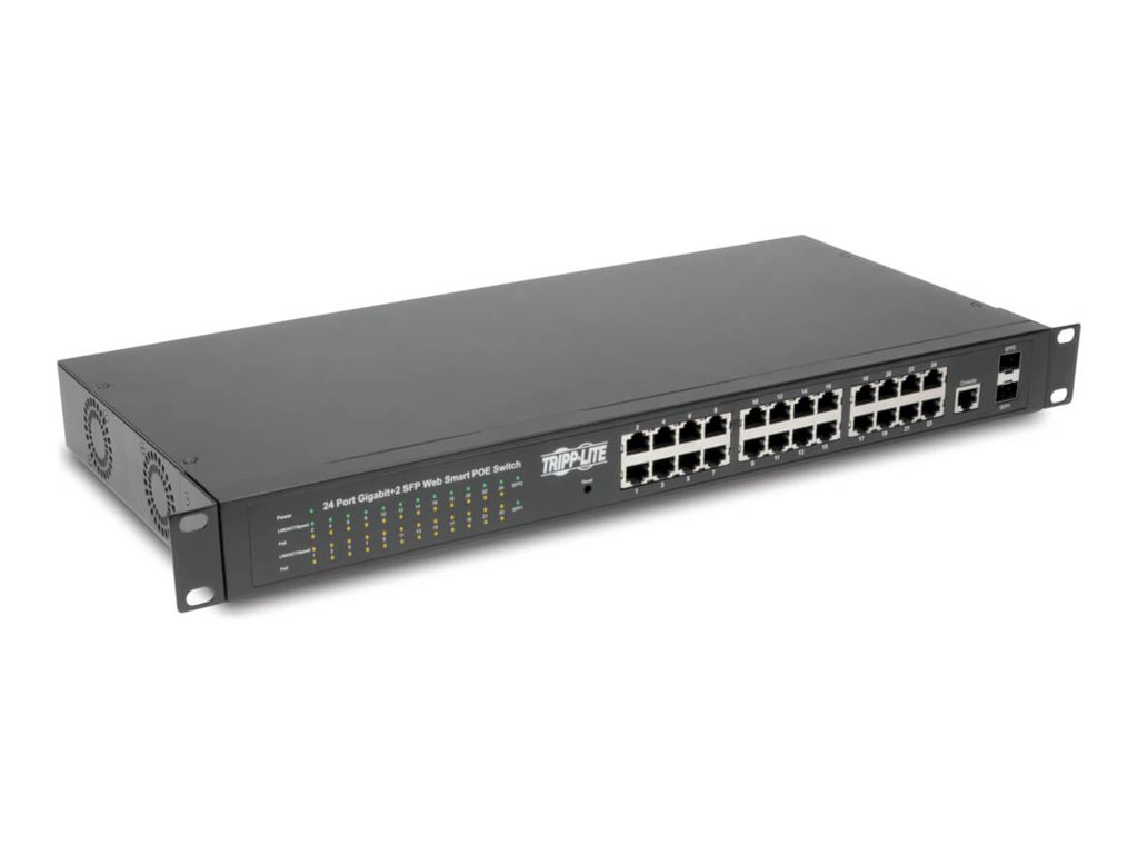 Tripp Lite 24 10/100/1000Mbps Port Gigabit L2 Web-Smart Managed PoE+ Switch, 2 Dedicated Gigabit SFP Slots, 52 Gbps, Web Interface
