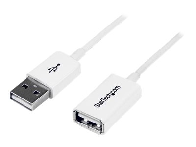 StarTech.com 2m White USB 2.0 Extension Cable Cord - A to A - USB Male to Female Cable - 1x USB A (M), 1x USB A (F) - White, 2 meter (USBEXTPAA2MW)