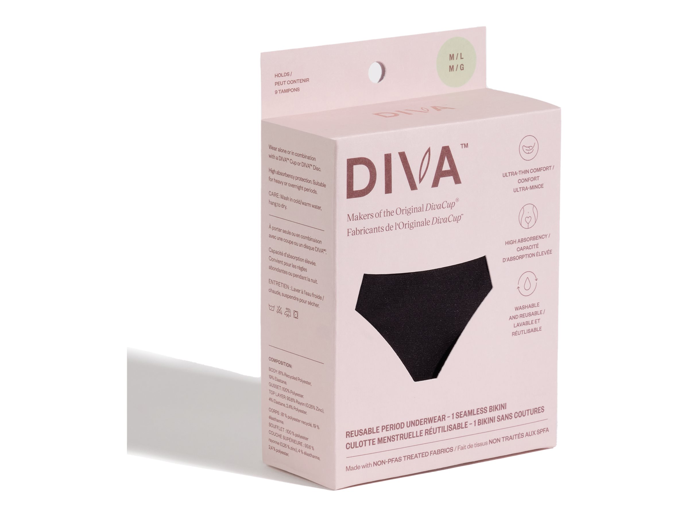 DIVA Bikini Period Underwear - Medium/Large - Black