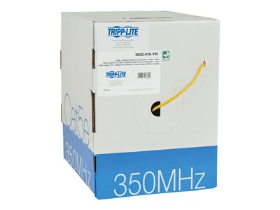 Tripp Lite Cat5e 350 MHz Bulk Solid-Core PVC Cable, Yellow, 1000 ft