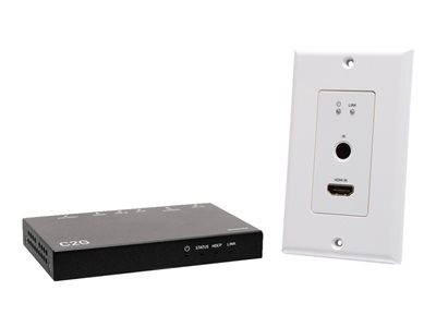C2G HDMI HDBaseT + RS232 and IR over Cat Extender Single Gang Wall Plate Transmitter to Ultra-Slim Box Receiver