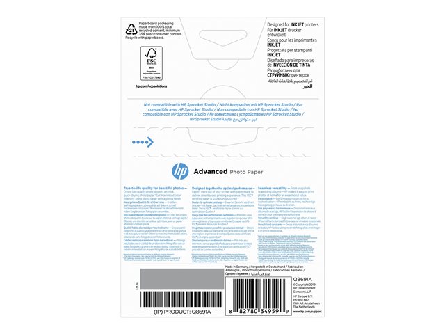 HP Advanced Photo Paper glossy 25sheet Q8691A
