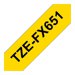 Ruban TZ laminé flexible 24mm Noir/Jaune