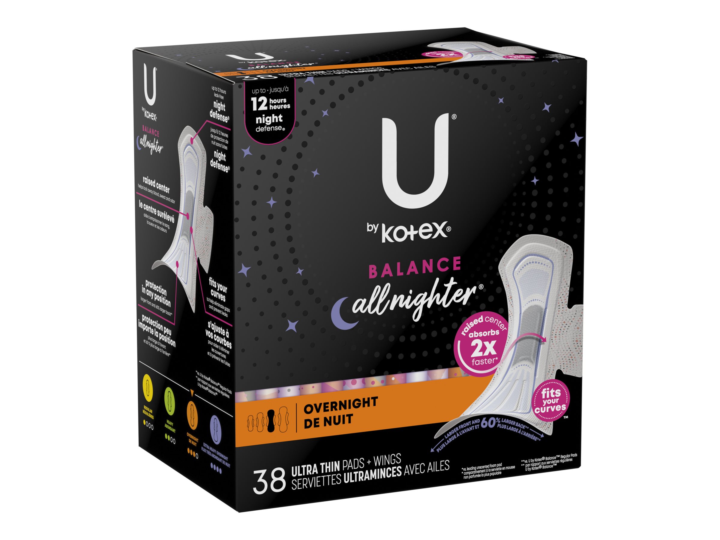 U by Kotex Balance Ultra Thin Sanitary Pad - Overnight - 38 Count