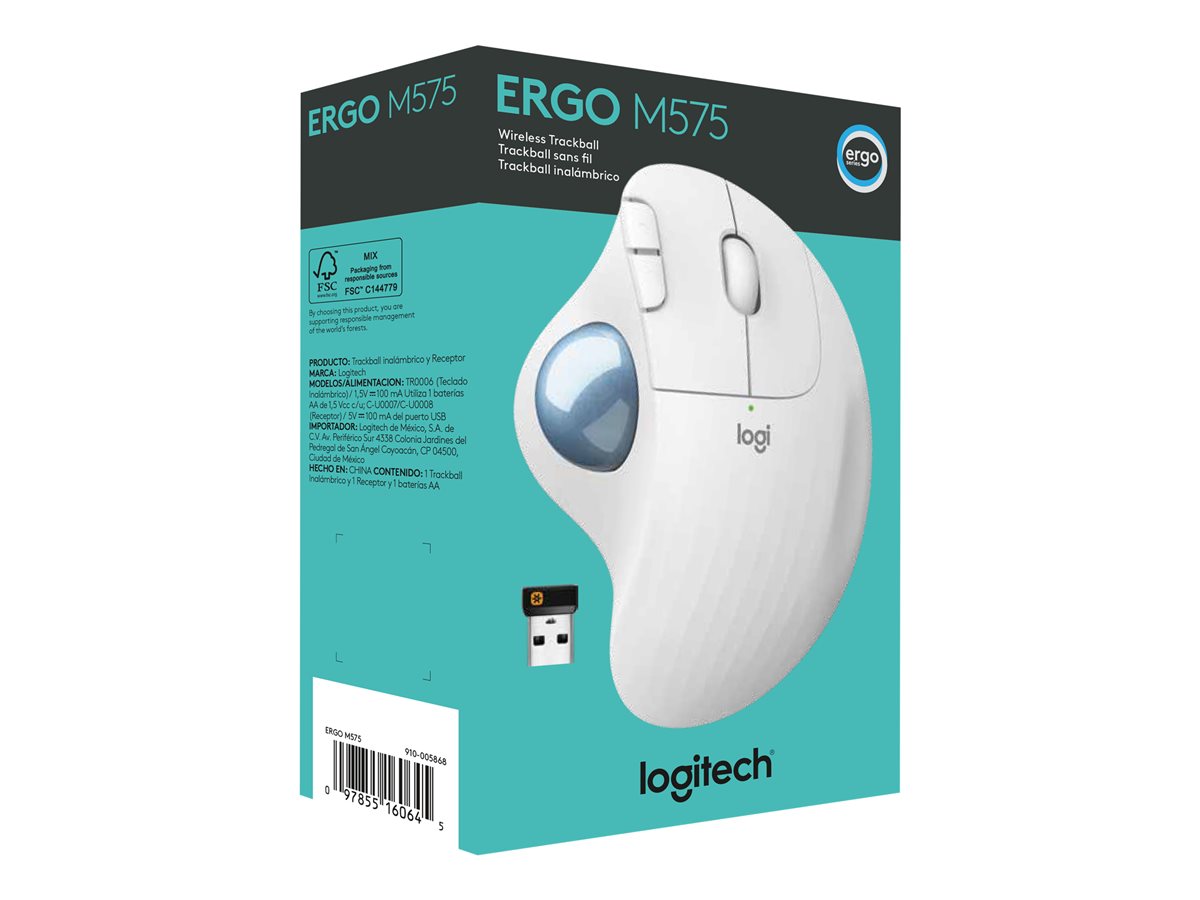 Logitech Ergo Series ERGO M575 - kulový ovládač - Bluetooth 5.0 LE, 2.4 GHz - krémová – foto 8