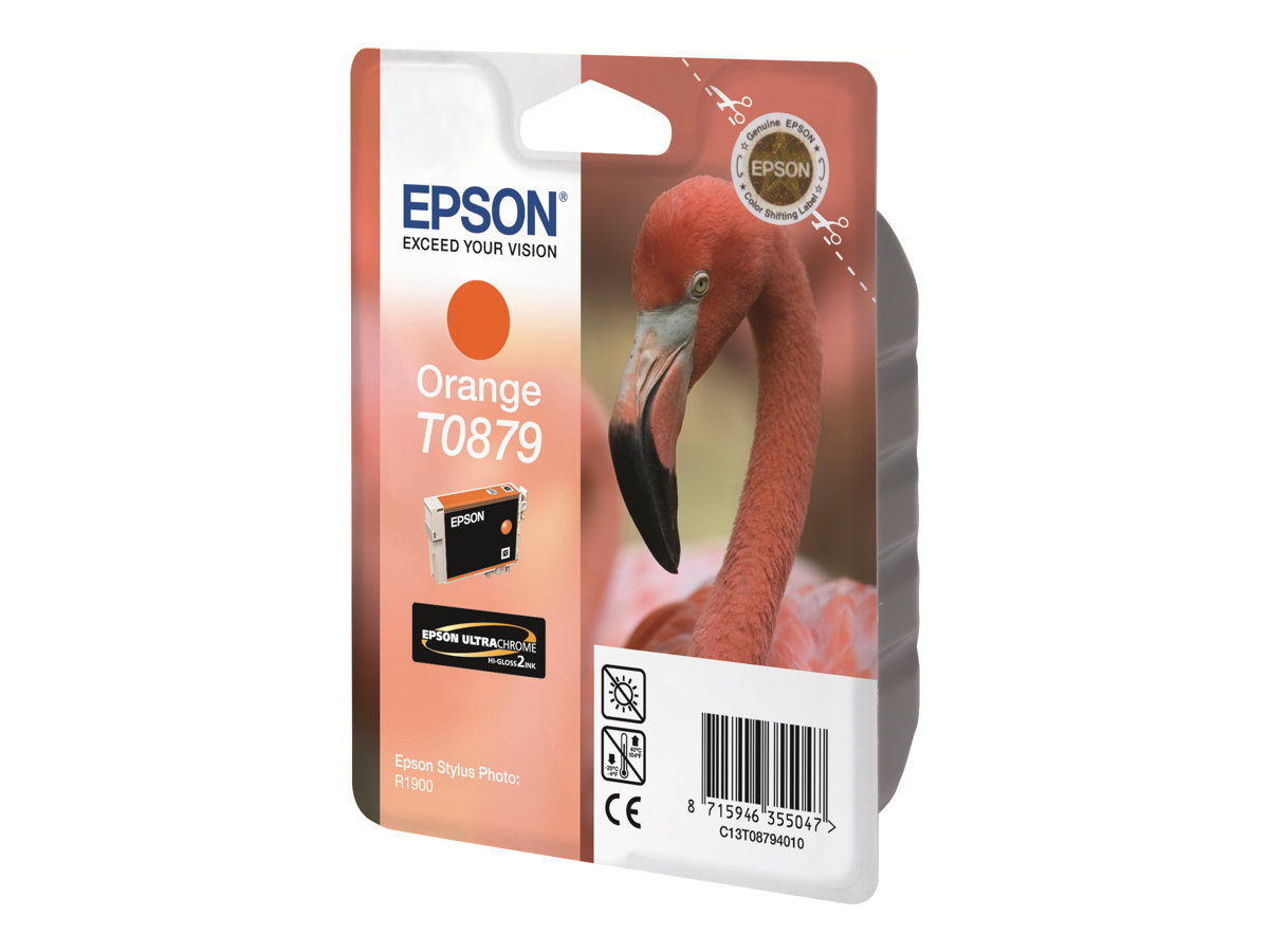 Epson T0879 orange original ink Product shot Right-angle 79850