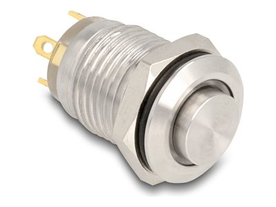 DELOCK Drucktaster zum Einbau 12mm 2xLötanschluss LED Blau