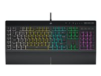 CORSAIR Gaming K55 RGB PRO Tastatur Gummitrykknap RGB/16,8 millioner farver Kabling Belgisk
