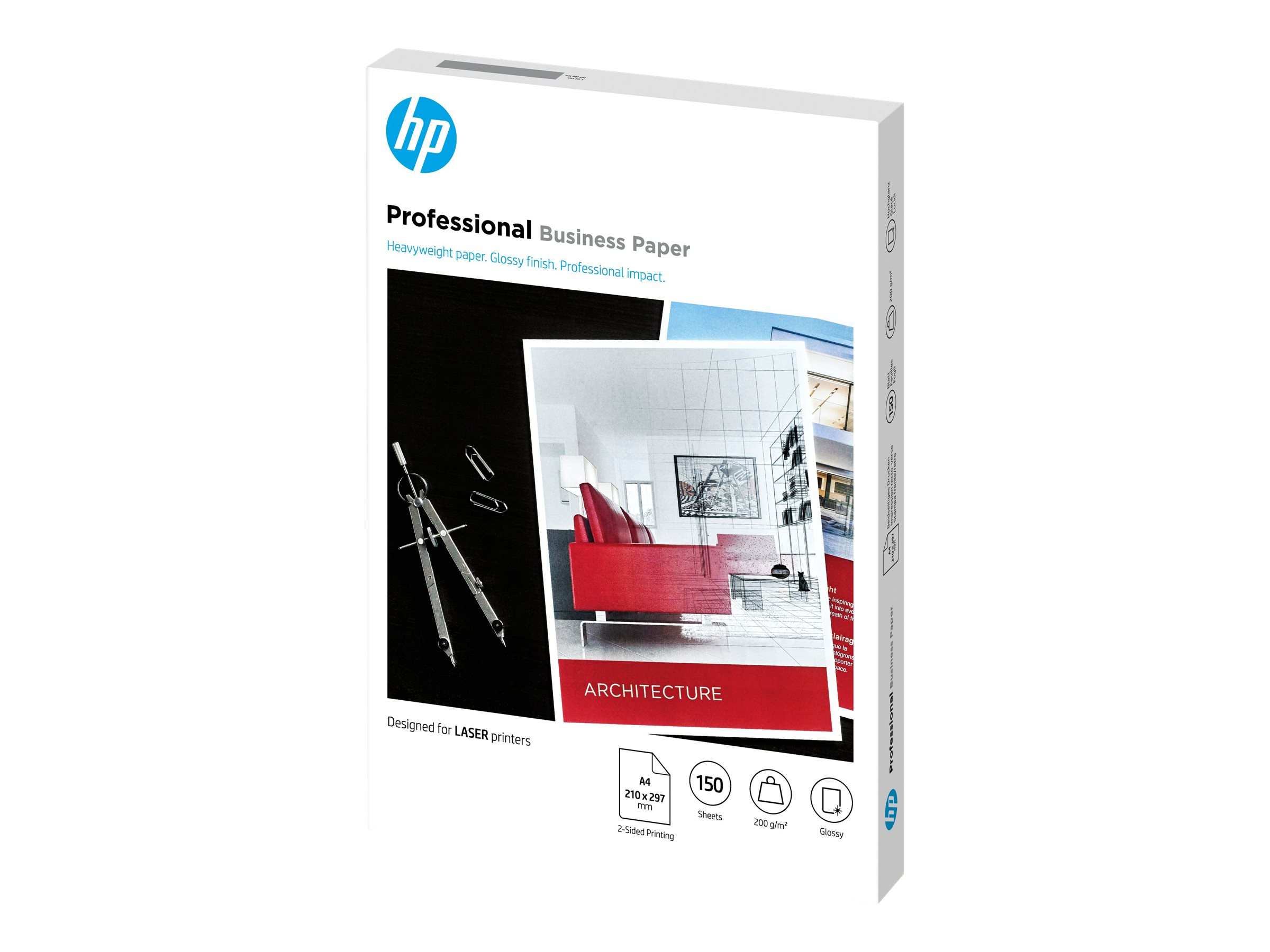 HP Professional Glossy Paper - Glänzend - A4 (210 x 297 mm) - 200 g/m² - 150 Blatt Fotopapier - für Laser MFP 13X; LaserJet Managed Flow MFP E87660; Neverstop 1001; Neverstop Laser MFP 12XX