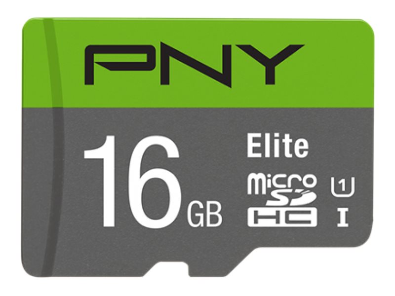 PNY Elite - Flash-Speicherkarte (microSDHC/SD-Adapter inbegriffen) - 16 GB - UHS-I U1 / Class10 - microSDHC UHS-I