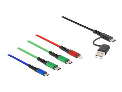 4043619870356 - - Kabel nur zum Laden - USB 24 pin USB-C männlich zu Micro-USB Typ B Lightning 2 x USB-C männlich - 12 m - Schwarz Blau Rot grün