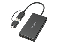 Portta - Câble adaptateur - 24 pin USB-C, USB type A mâle pour 2 x 19 pin HDMI Type A femelle - support pour 4K30Hz, support 1080p