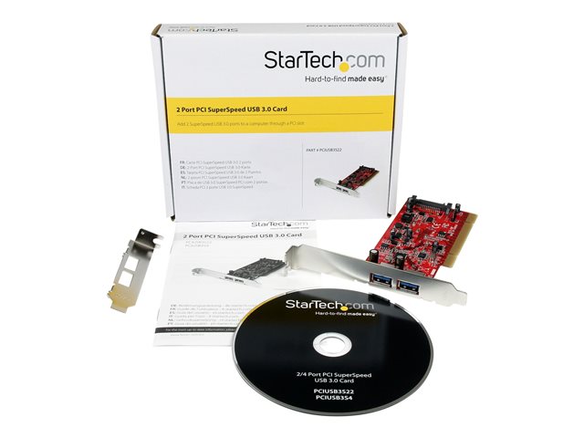 Image of StarTech.com 2 Port PCI SuperSpeed USB 3.0 Adapter Card with SATA Power - Dual Port PCI USB 3 Controller Card (PCIUSB3S22) - USB adapter - PCI-X - USB 3.0 x 2