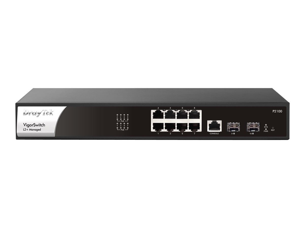 An image of Draytek VigorSwitch P2100 - switch - 8 ports - Managed - rack-mountable
