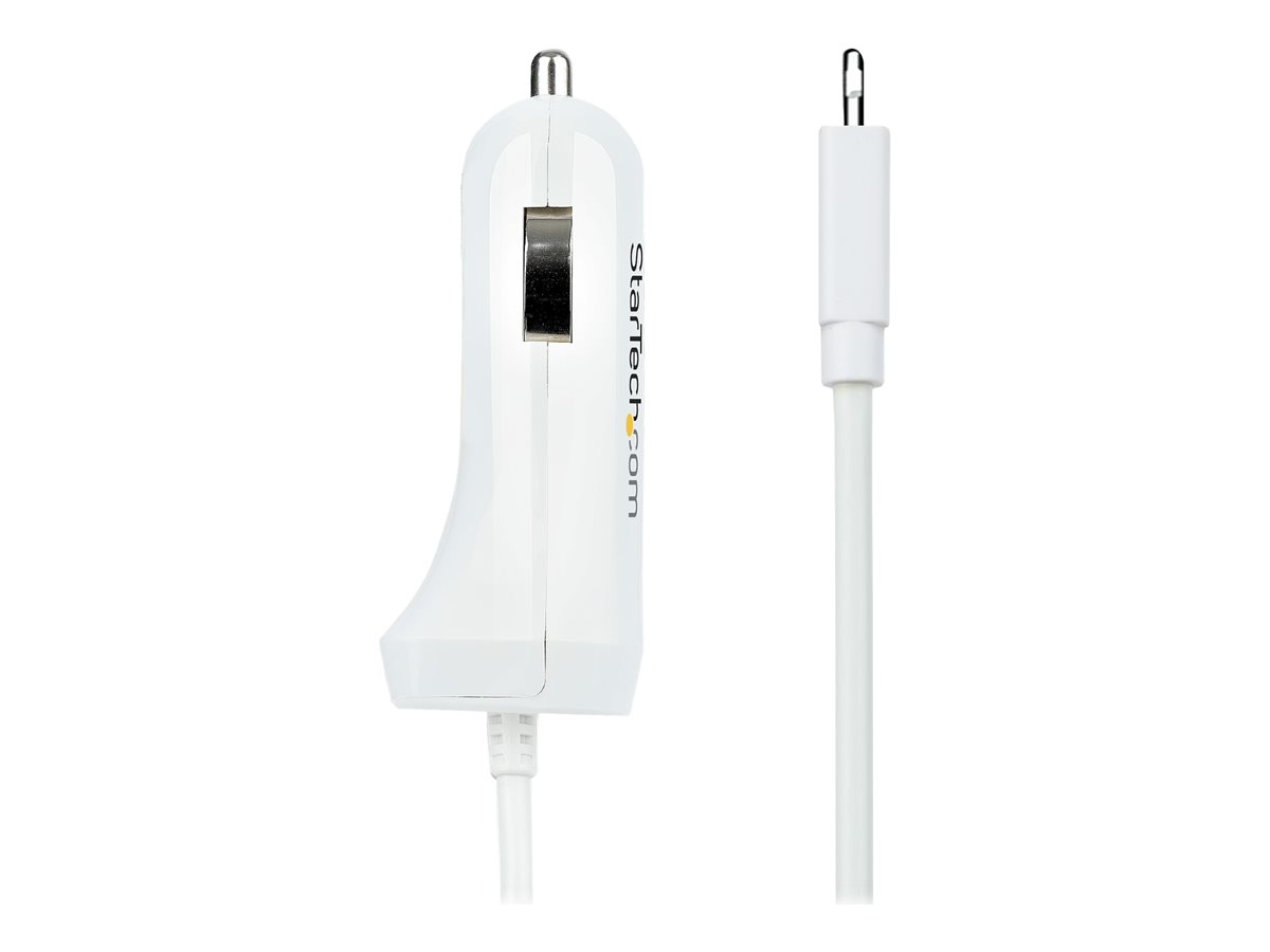 StarTech.com Lightning Car Charger with 1m Coiled Lightning Cable, 12W, White, 2 Port USB Car Charger Adapter for Phones and Tablets, In Car Apple iPhone/iPad Charger w/ Built-in Cord - Dual USB Car Charger (USBLT2PCARW2) napájecí adaptér do auta - USB, Lightning - 12 Watt – foto 8