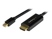 StarTech.com Câble adaptateur Mini DisplayPort vers HDMI de 2 m - Convertisseur Mini DP vers HDMI avec câble intégré - M/M - 4K - Noir