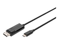 DIGITUS Adapter 24 pin USB-C han -> 20 pin DisplayPort (1.4) han 2 m Sort