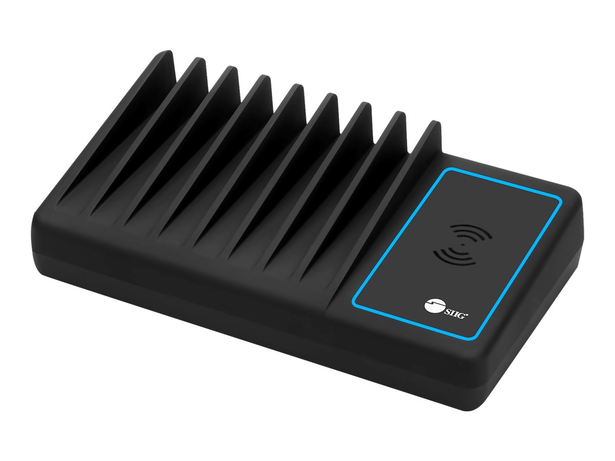 SIIG 10-Port USB-A/C & Wireless Charging Station with Ambient Light Deck