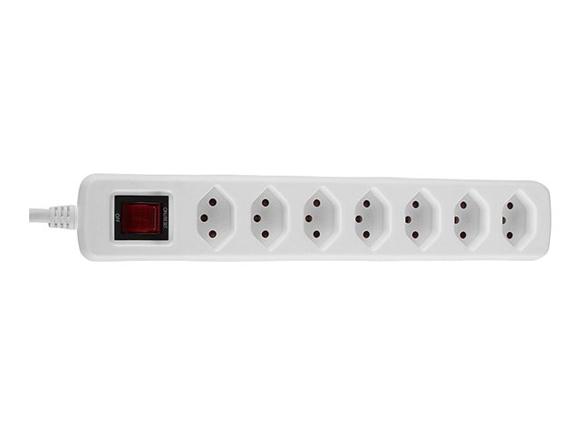 Multiprise 7 prises Suisse avec interrupteur, blanc