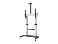 Manhattan TV & Monitor Mount, Trolley Stand, 1 screen, Screen Sizes: 60-100", Silver/Black, VESA 200x200 to 800x600mm, Max 100kg, Height adjustable