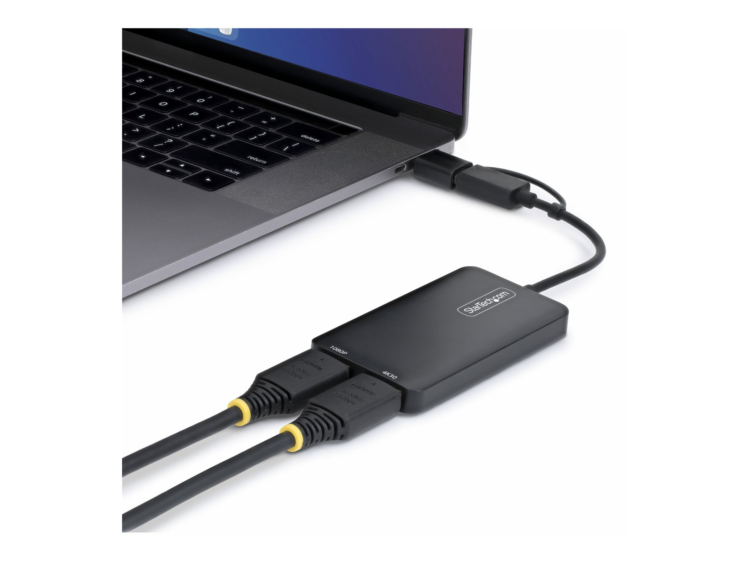 Startech adapter HDMI / USB 18.3 Product shot with extra item(s) Right-angle 78685