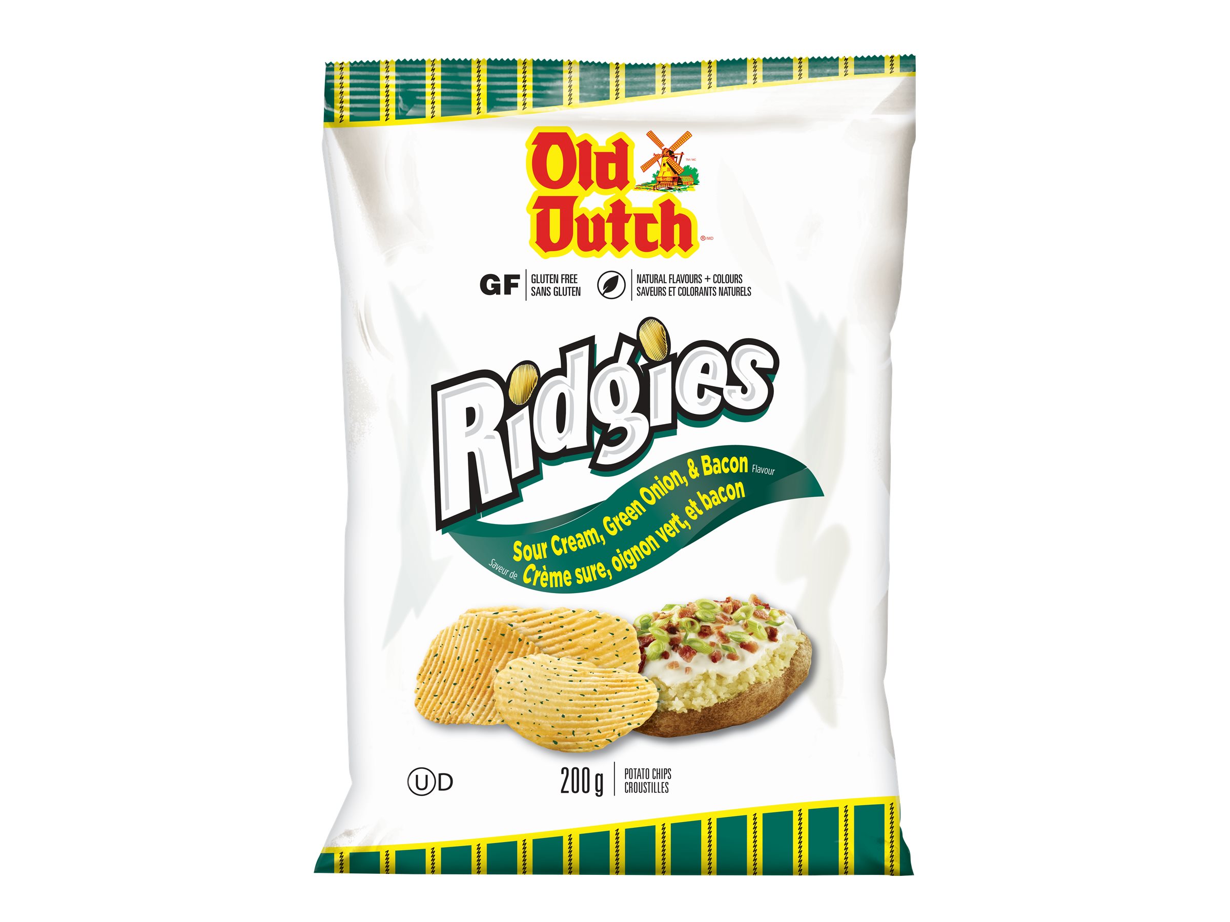 Old Dutch Ridgies Sour Cream & Bacon Potato Chips - Green Onion - 200g