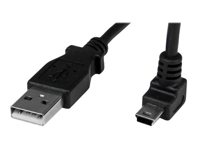 Image of StarTech.com 1m Mini USB Cable Cord - A to Up Angle Mini B - Up Angled Mini USB Cable - 1x USB A (M), 1x USB Mini B (M) - Black (USBAMB1MU) - USB cable - USB to mini-USB Type B - 1 m