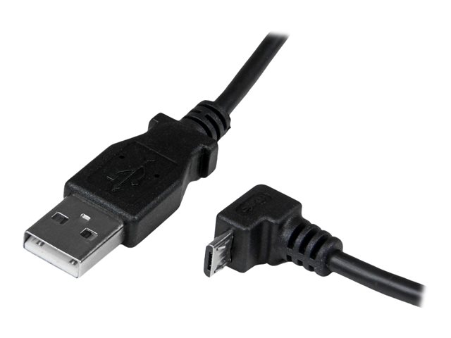 Image of StarTech.com 2m Micro USB Cable Cord - A to Down Angle Micro B - Down Angled Micro USB Cable - 1x USB A (M), 1x USB Micro B (M) - Black (USBAUB2MD) - USB cable - Micro-USB Type B to USB - 2 m