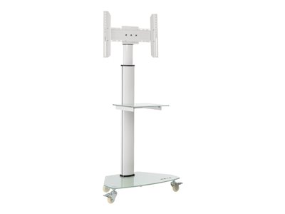 Eaton Tripp Lite Series Premier Rolling TV Cart for 37" to 70" Displays, Frosted Glass Base and Shelf, Locking Casters, White